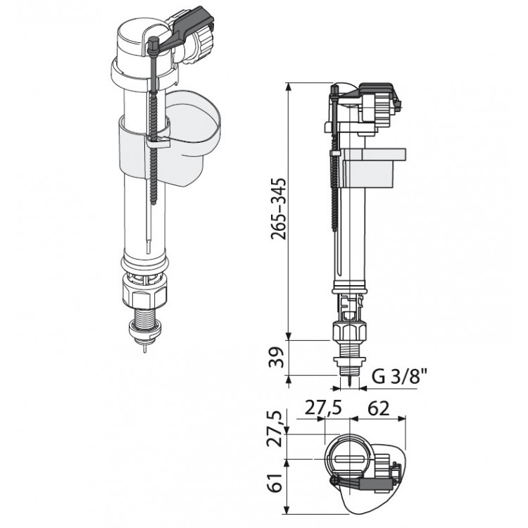 Tualetes poda uzpildes mehānisms Alcaplast A17-3-8 3/8