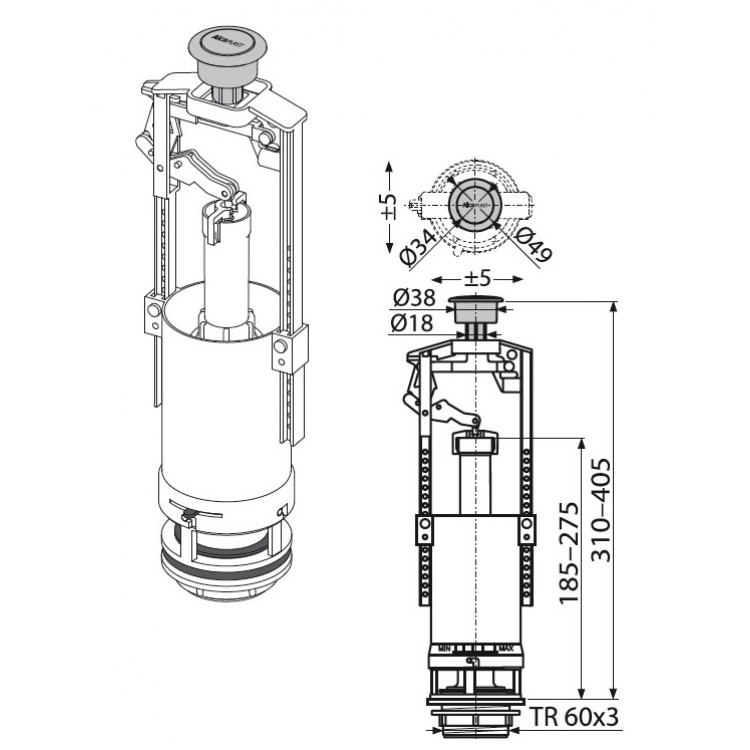 Tualetes poda noplūdes mehānisms Alcaplast A2000 STOP