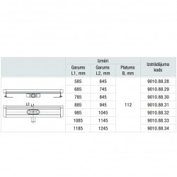 Dušas kanāls ACO ShowerDrain C 1085mm, h-65mm, 9010.88.33