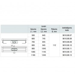 Dušas kanāls ACO ShowerDrain C 1085mm, h-92mm, 9010.88.12