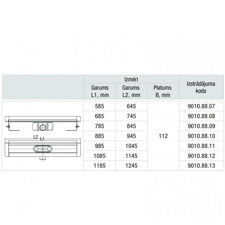 Dušas kanāls ACO ShowerDrain C 785mm, h-92mm, 9010.88.09