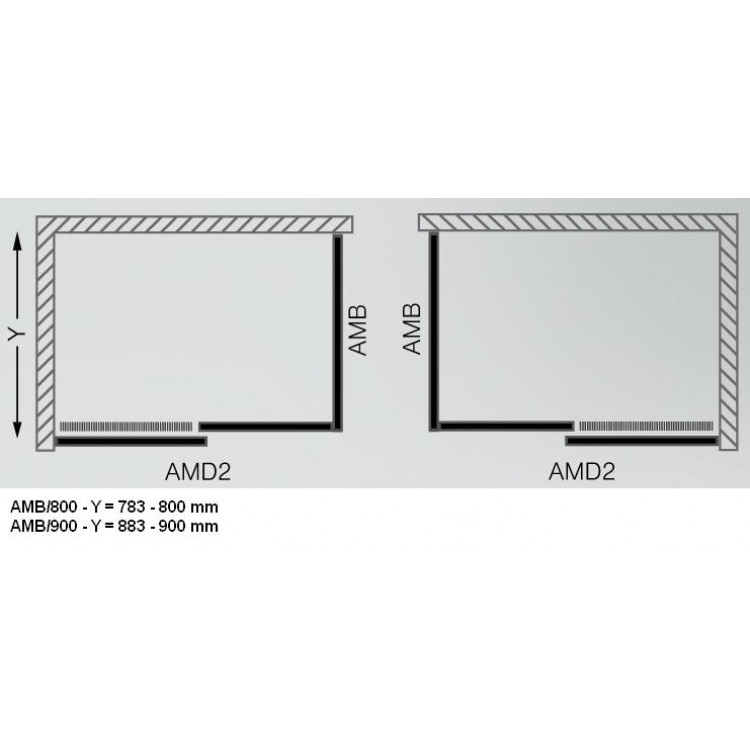 Dušas durvis bīdāmās Roth AMD2 1500 mm