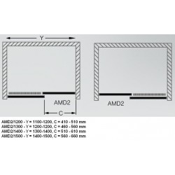 Dušas durvis bīdāmās Roth AMD2 1500 mm