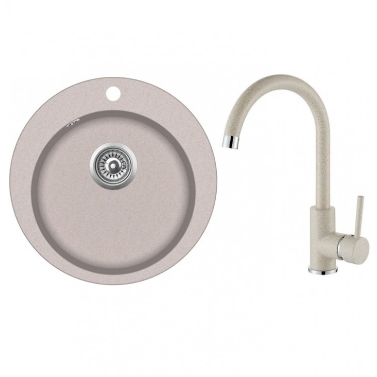 Virtuves izlietne HELIKA 505mm ar jaucējkrānu, SR100W/TAP5523-110