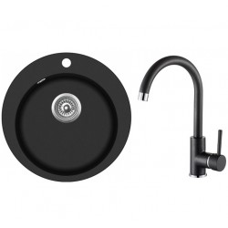 Virtuves izlietne HELIKA 505mm ar jaucējkrānu, SR100W/TAP5523-601