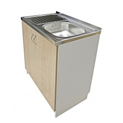 Virtuves izlietnes skapītis Aqualine 80x50cm, balts/kļava