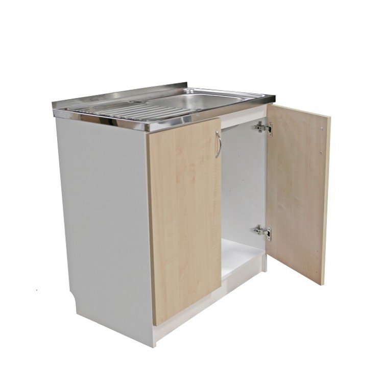 Virtuves izlietnes skapītis Aqualine 80x50cm, balts/kļava