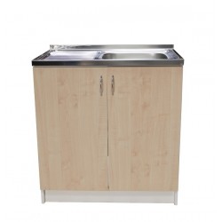 Virtuves izlietnes skapītis Aqualine 80x50cm, balts/kļava