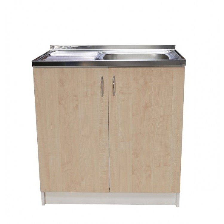 Virtuves izlietnes skapītis Aqualine 80x50cm, balts/kļava