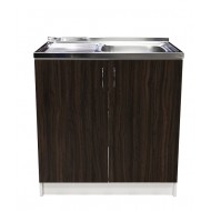 Virtuves izlietnes skapītis Aqualine 80x50cm, balts/tumšs koks