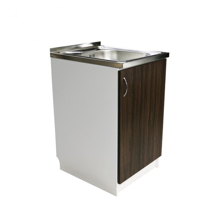 Virtuves izlietnes skapītis Aqualine 50x60cm, balts/tumšs koks