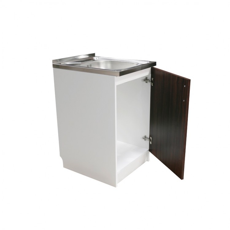 Virtuves izlietnes skapītis Aqualine 50x60cm, balts/tumšs koks