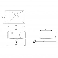Virtuves izlietne HELIKA DERA 55x45cm, DER100L-T