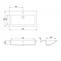 Vannas istabas iebūvējamā izlietne Turtl Decorus 80x45cm, BQA80-220
