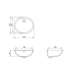 Vannas istabas iebūvējamā izlietne Turtl Neces 49.3x41.6cm, BQC49-220