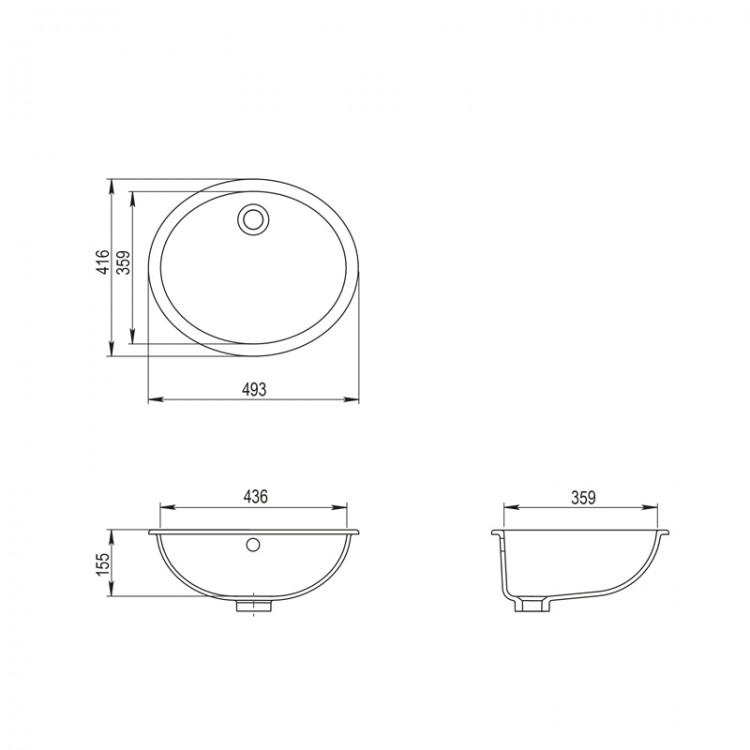 Vannas istabas iebūvējamā izlietne Turtl Neces 49.3x41.6cm, BQC49-220