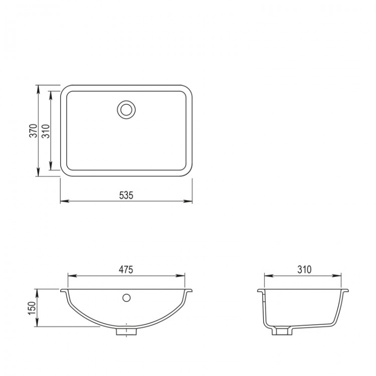 Vannas istabas iebūvējamā izlietne Turtl Neces 53.5x37cm, BQC53-601