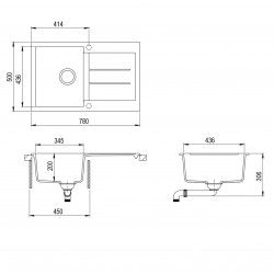 Virtuves izlietne HELIKA TESA 780x495 mm, SQT101AW-710
