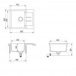 Virtuves izlietne HELIKA TESA 620x500 mm, SQT102AW-601