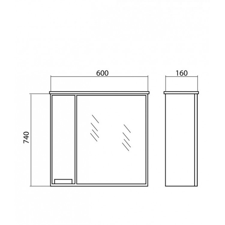 Vannas istabas skapītis ar spoguli Akvarodos QUADRO 60cm,195882