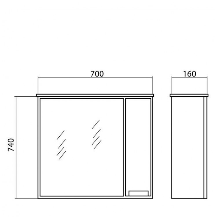 Vannas istabas skapītis ar spoguli Akvarodos QUADRO 70cm, 195883