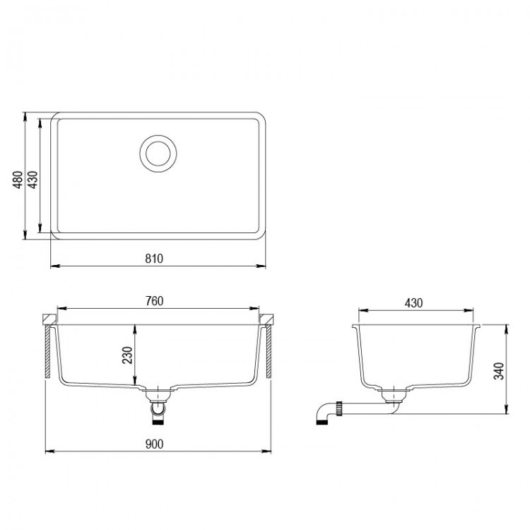 Virtuves izlietne HELIKA ARCA pabūvējama 810x480mm, SQA104-111