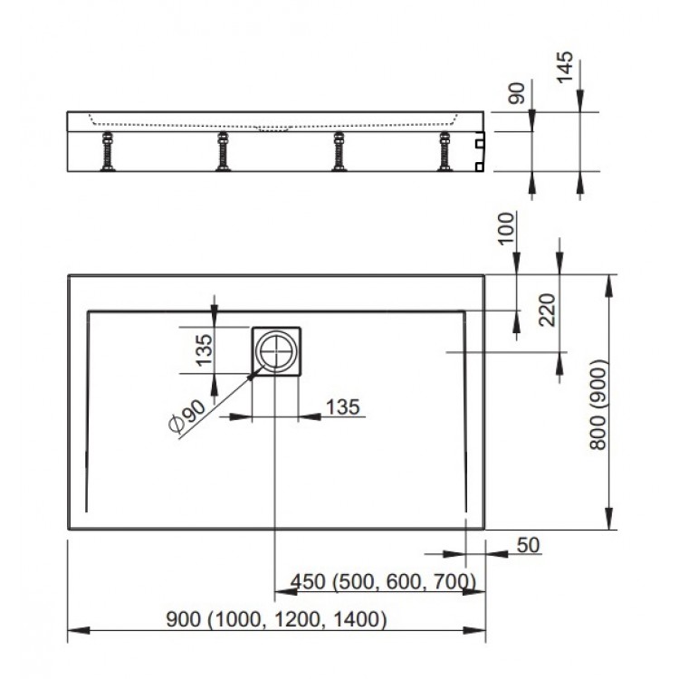 Dušas paliktnis taisnstūra Radaway ARGOS D 120x90 cm