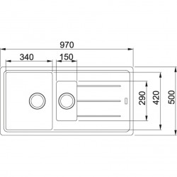 Virtuves izlietne FRANKE BASIS 97x50 cm, BFG 651-97, steingrau