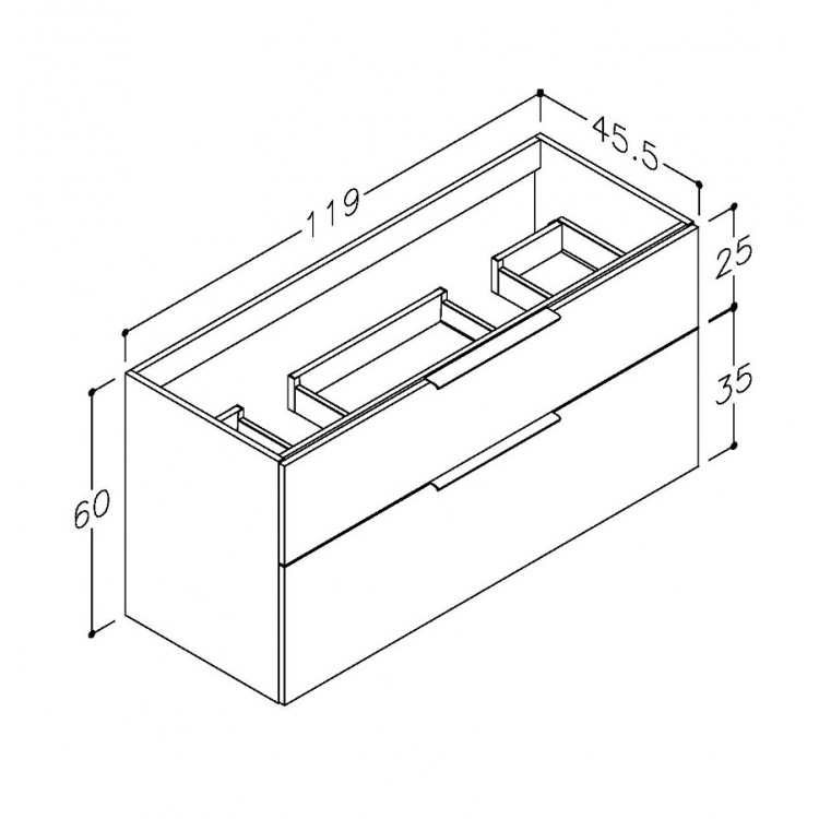 Vannas istabas skapītis izlietnei KAME BIG 120cm, BUD/12-3DR/19-BIG/CH