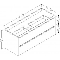 Vannas istabas skapītis izlietnei Kame City 120cm, BU/12-3DR/D1P1