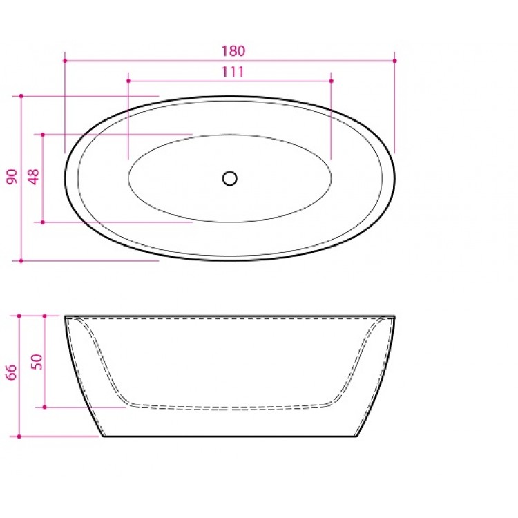 Brīvi stāvoša vanna Balteco Ovāla SENZO 178x88 cm