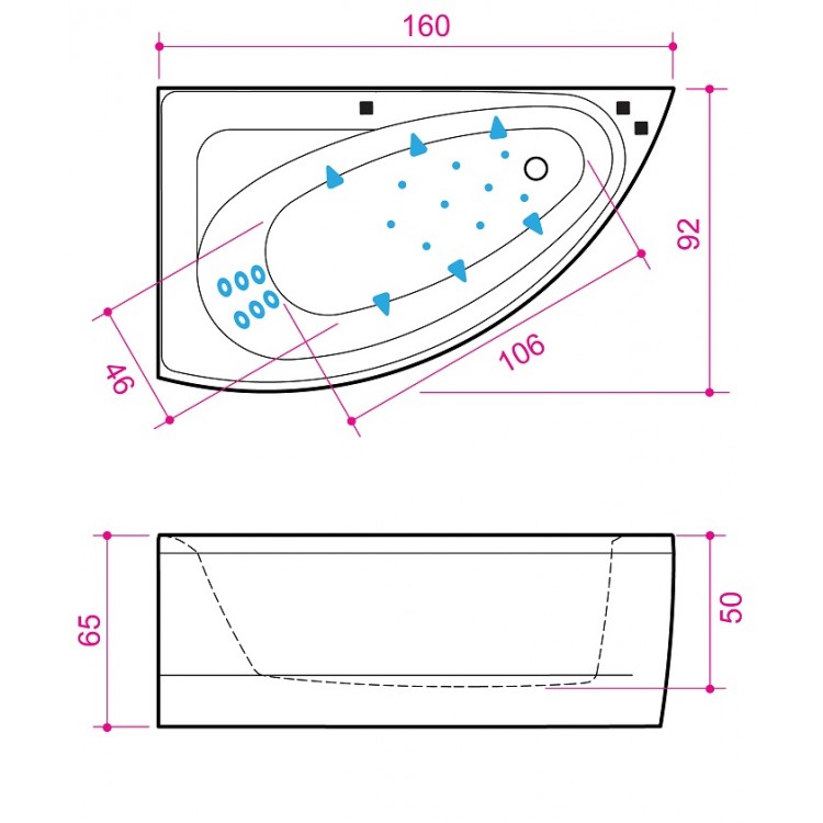 Stūra vanna Balteco Idea 16, 160x92cm