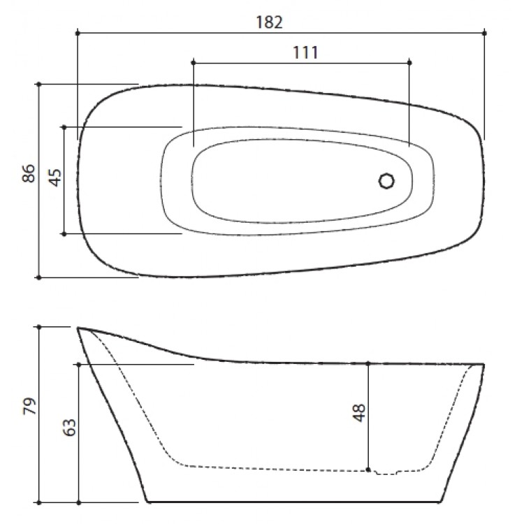 Brīvi stāvoša vanna Balteco MEZZO 182x86 cm