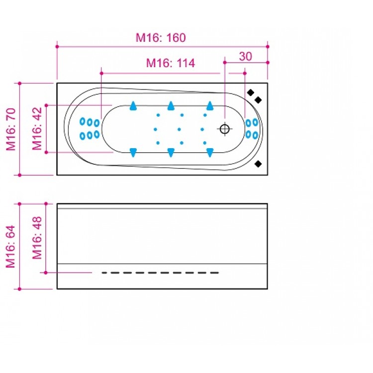 Taisnstūra vanna Balteco MODUL 16 160x70 cm