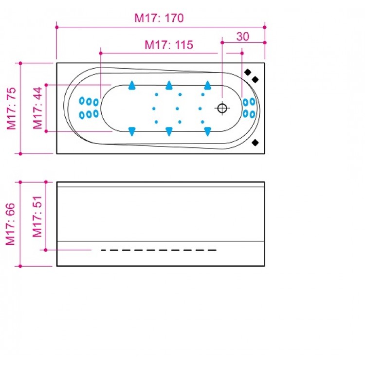 Taisnstūra vanna Balteco MODUL 17 170x75 cm