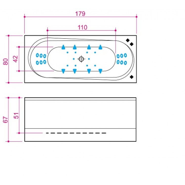 Taisnstūra vanna Balteco MODUL 18 179x80 cm
