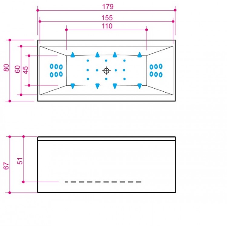 Taisnstūra vanna Balteco ROMA 179x80 cm