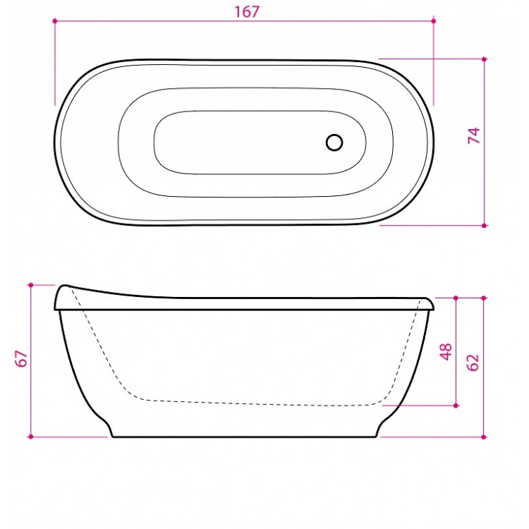 Brīvi stāvoša vanna Balteco VERO 167x74 cm