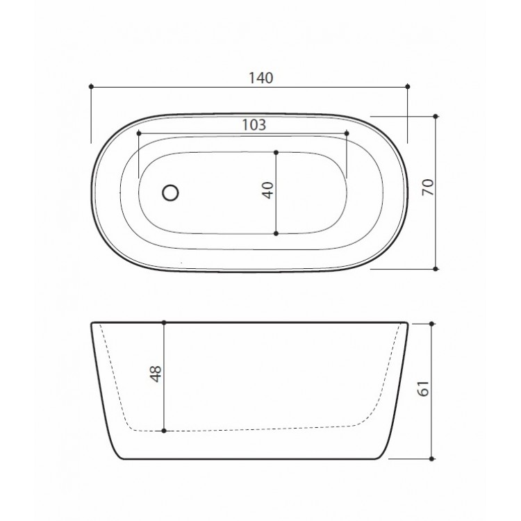Brīvi stāvoša vanna Balteco AZUR 140x70cm