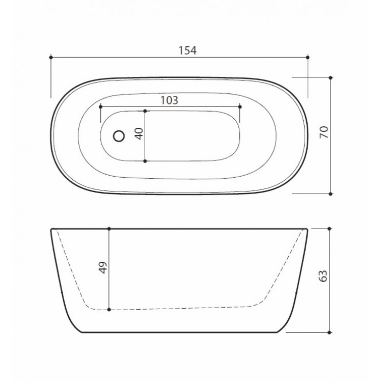 Brīvi stāvoša vanna Balteco AZUR 154x70cm
