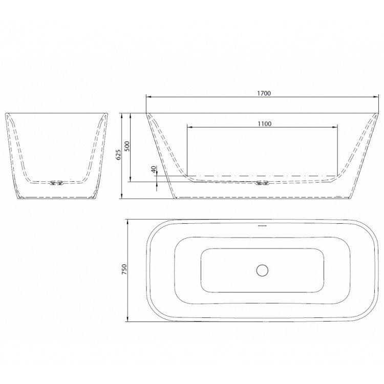 Brīvi stāvoša vanna Balteco COMO 170x75cm