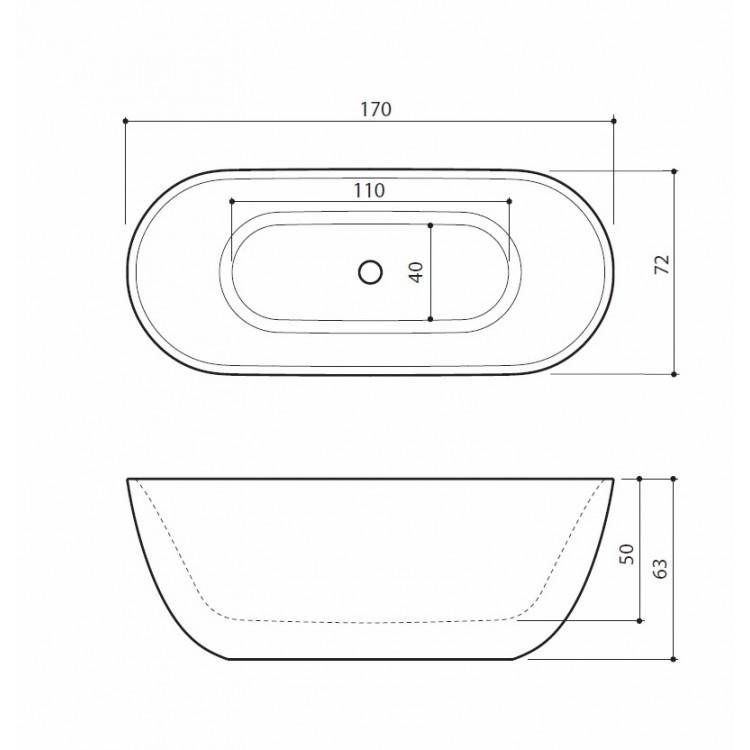 Brīvi stāvoša vanna Balteco HALO 170x72 cm