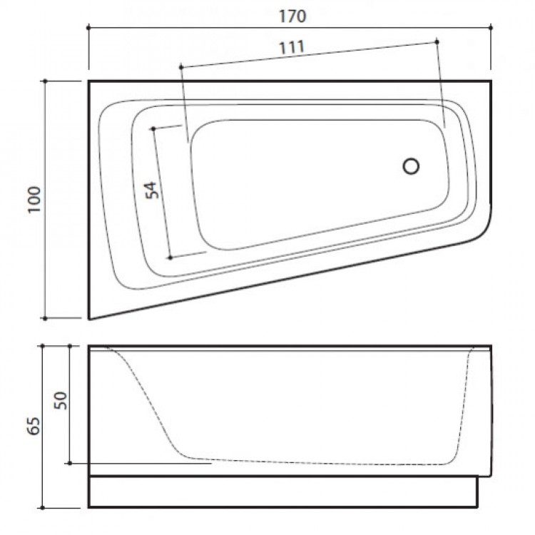 Brīvi stāvoša vanna Balteco PIANO 170x101x67 cm