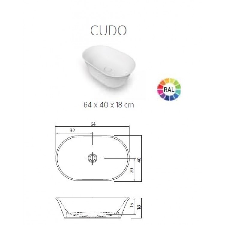 Vannas istabas uzliekamā izlietne Balteco CUDO 64x40cm, CUDO