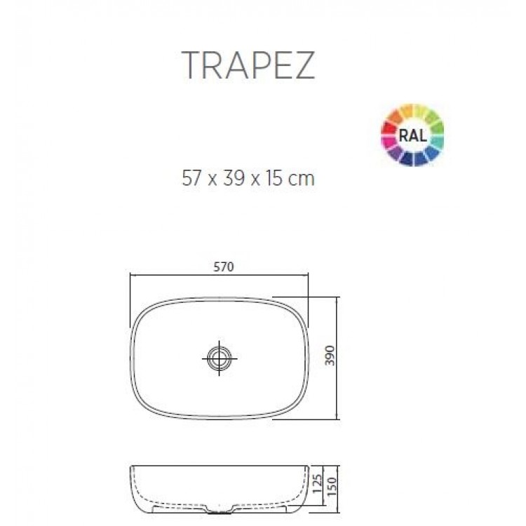 Vannas istabas uzliekamā izlietne Balteco TRAPEZ 57x39cm, TRAPEZ