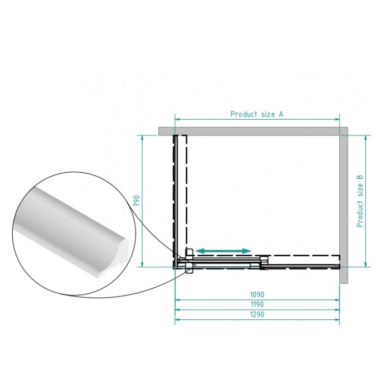 Dušas stūris taisnstūra Baltijos Brasta MILDA SOFT 120x80cm