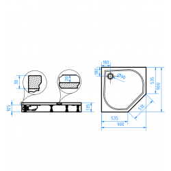 Dušas paliktnis piecstūru Baltijos Brasta SIMAS, 90x90