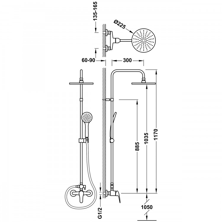 Dušas sistēma BASE-TRES Plus 21619110