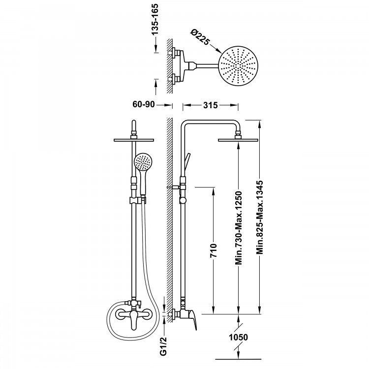 Dušas sistēma BASE-TRES Plus, hroms 21631221