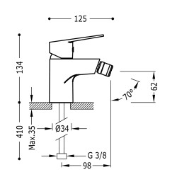 Bidē maisītājs BASE-TRES, hroms 21512010
